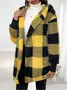 Plaid Urban Pocket Stitching Hooded Jacket