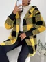 Plaid Urban Pocket Stitching Hooded Jacket