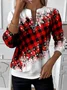 Women's Christmas Print Casual Zipper Long Sleeve Sweatshirt