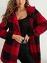 Plaid Urban Pocket Stitching Hooded Jacket