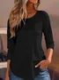 Casual Plain Crew Neck Regular Sleeve T-shirt