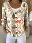 Casual Crew Neck Christmas Loose Cardigan