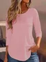 Casual Plain Crew Neck Regular Sleeve T-shirt