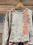Floral Casual Crew Neck Loose Sweatshirt