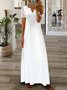 Women's Long Sleeve Spring/Fall pink-gray Plain Split Joint V Neck Daily Going Out Vintage Maxi A-Line T-Shirt Dress Dress