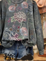 Casual Loose Floral Crew Neck Sweatshirt