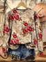 Floral Crew Neck Casual Sweatshirt