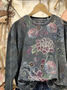 Casual Loose Floral Crew Neck Sweatshirt