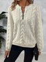 Plain Faux Fur Simple Crew Neck Sweatshirt