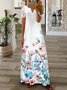 Women's Long Sleeve Spring/Fall pink-gray Plain Split Joint V Neck Daily Going Out Vintage Maxi A-Line T-Shirt Dress Dress