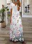 Women's Long Sleeve Spring/Fall pink-gray Plain Split Joint V Neck Daily Going Out Vintage Maxi A-Line T-Shirt Dress Dress
