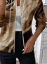 Women's Abstract Print Casual Hooded Sweatshirt Jacket
