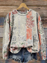 Floral Casual Crew Neck Loose Sweatshirt