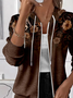 Women's Floral Print Casual Hooded Sweatshirt Jacket