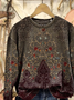 Women's Floral Print Casual Crew Neck Long Sleeve Sweatshirt