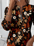 Women's Maple Leaf Floral Print Casual Long Sleeve Zipper Sweatshirt