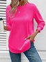 Girly Plain New Loose Temperament Fashion Women's Solid Color Round Neck Splicing Long Sleeve Jacquard Casual Simple Sweatshirt