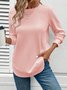 Girly Plain New Loose Temperament Fashion Women's Solid Color Round Neck Splicing Long Sleeve Jacquard Casual Simple Sweatshirt