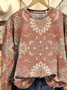 Women's Floral Print Casual Crew Neck Long Sleeve Sweatshirt