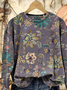 Casual Floral Crew Neck Printing Sweatshirt