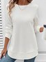 Girly Plain New Loose Temperament Fashion Women's Solid Color Round Neck Splicing Long Sleeve Jacquard Casual Simple Sweatshirt