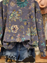 Casual Floral Crew Neck Printing Sweatshirt
