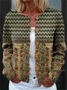 Women's National Totem Art Print Buttoned Cardigan Sweater