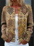 Women's National Totem Art Print Buttoned Cardigan Sweater