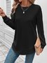 Girly Plain New Loose Temperament Fashion Women's Solid Color Round Neck Splicing Long Sleeve Jacquard Casual Simple Sweatshirt