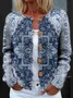 Loose Crew Neck Knitted Ethnic Cardigan