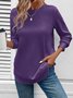 Girly Plain New Loose Temperament Fashion Women's Solid Color Round Neck Splicing Long Sleeve Jacquard Casual Simple Sweatshirt