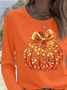 Women's Long Sleeve T-shirt Spring/Fall Orange Halloween (pumpkin) Printing Jersey Crew Neck Daily Going Out Casual Top
