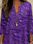 Women's Long Sleeve Blouse Spring/Fall Purple Floral Printing Cotton-Blend V Neck Daily Going Out Casual Top