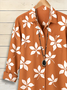 Women's Long Sleeve Shirt Spring/Fall Yellow Brown Floral Buckle Shirt Collar Regular Sleeve Daily Going Out Casual Top