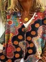 Women's Abstract Print Casual V-Neck Button Cardigan