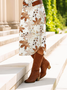 Women's Long Sleeve Spring/Fall White Maple Leaf Crew Neck Daily Going Out Casual Midi A-Line T-Shirt Dress Dress