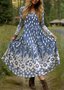 V Neck Regular Fit Cotton Casual Dress With No