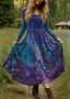 V Neck Regular Fit Cotton Casual Dress With No
