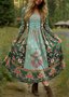 V Neck Regular Fit Cotton Casual Dress With No