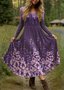 V Neck Regular Fit Cotton Casual Dress With No
