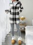 Casual Hoodie Color Block Trench Coat