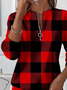 Women's Plaid Print Casual Zipper Long Sleeve Sweatshirt