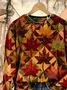 Printing Casual Maple Leaf Crew Neck Sweatshirt