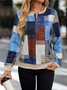 Women's Abstract Print Casual Zipper Long Sleeve Sweatshirt