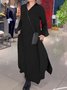 Casual Plain Shirt Collar Maxi Dress