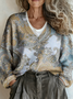 Cashew Flowers V Neck Vintage Sweater