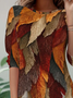 Women's Long Sleeve T-shirt Spring/Fall As Picture Leaf Jersey Crew Neck Daily Going Out Casual Tunic Top