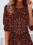 Women's Long Sleeve T-shirt Spring/Fall Crimson Floral Jersey Crew Neck Daily Going Out Casual Top