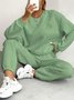 Women's Embossed Plain Daily Going Out Two-Piece Set White Casual Spring/Fall Top With Pants Matching Set