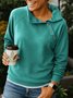 Loose Street Casual Loose Fashion Solid Color Long-sleeved Button Pullover Slant Collar Sweatshirt